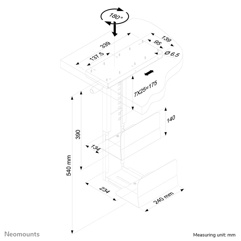 Kit CPU pivotant NEOMOUNTS CPU-D250 - Support sous bureau noir