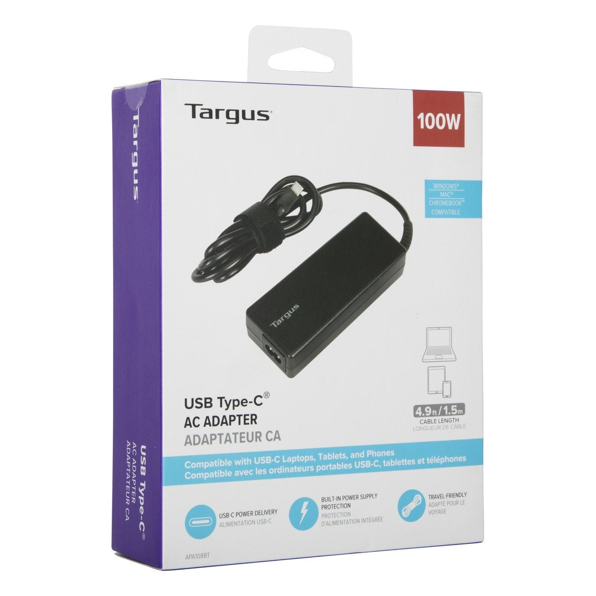 Adaptateur secteur 100W PD USB-C Targus - Charge rapide