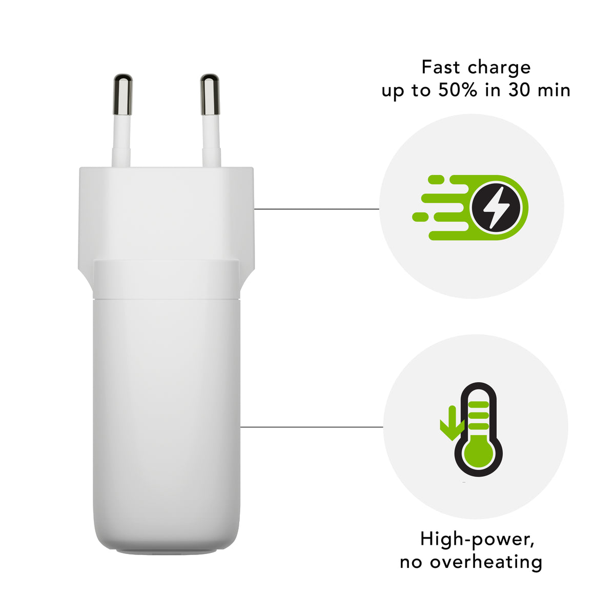 Adaptateur secteur 65W PD USB-C blanc Europe