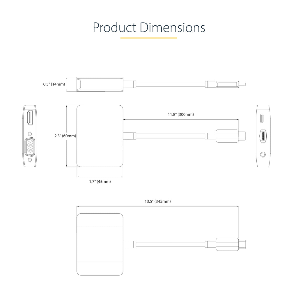 Station d'accueil USB-C 4K StarTech HDMI VGA 100W