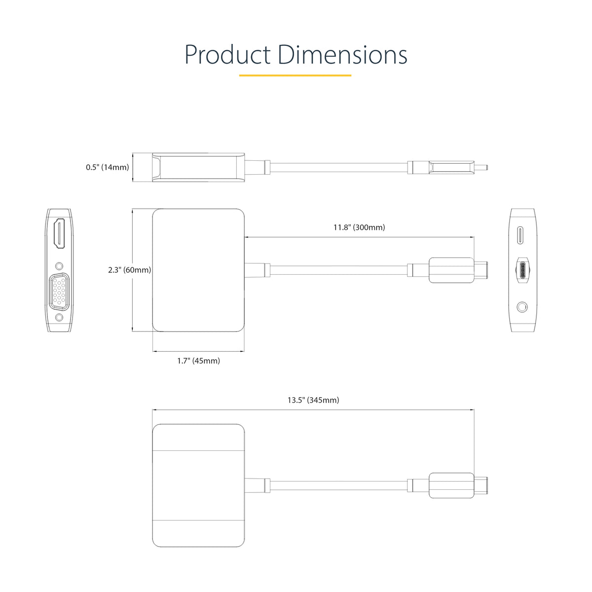 Station d'accueil USB-C 4K StarTech HDMI VGA 100W