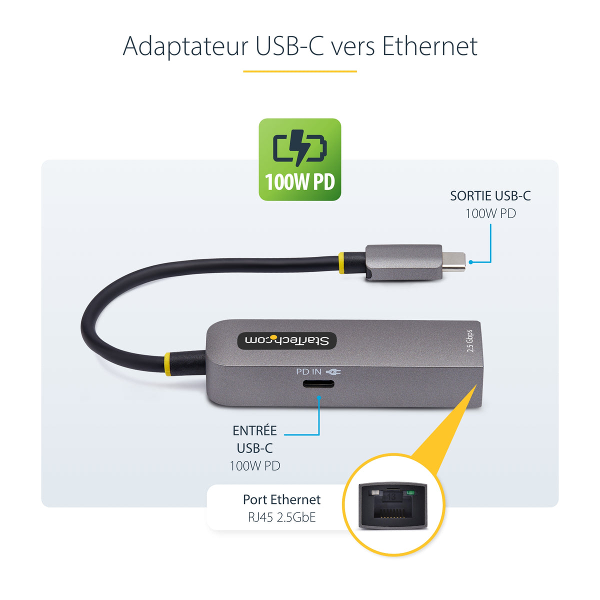 Adaptateur Ethernet USB-C 2.5G StarTech - Thunderbolt 3