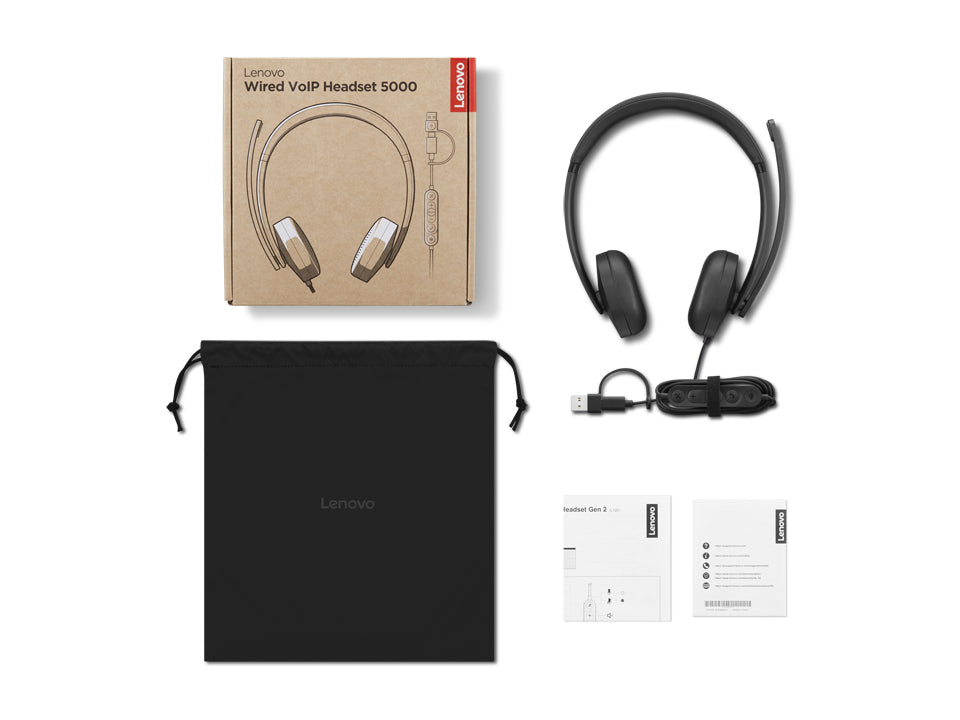 Micro-casque Lenovo 5000 USB-C - Teams - Noir