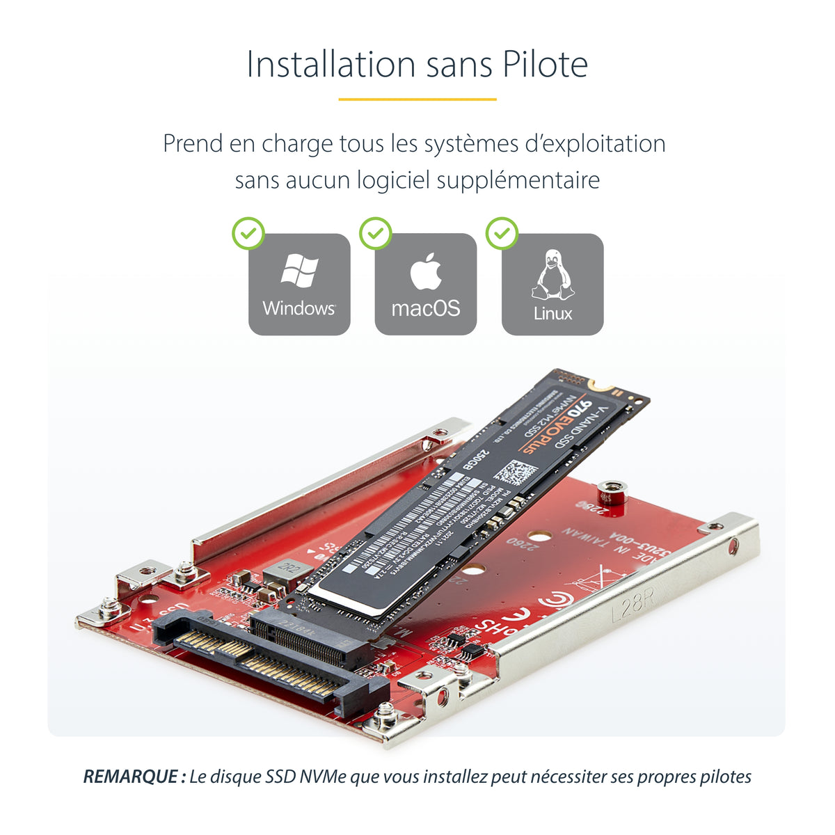 Adaptateur M.2 vers U.3 StarTech PCIe 4.0 - TAA