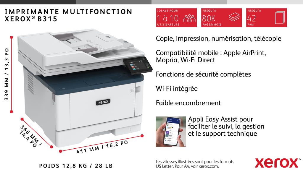 Xerox B315V_DNI imprimante laser noir et blanc A4/Legal