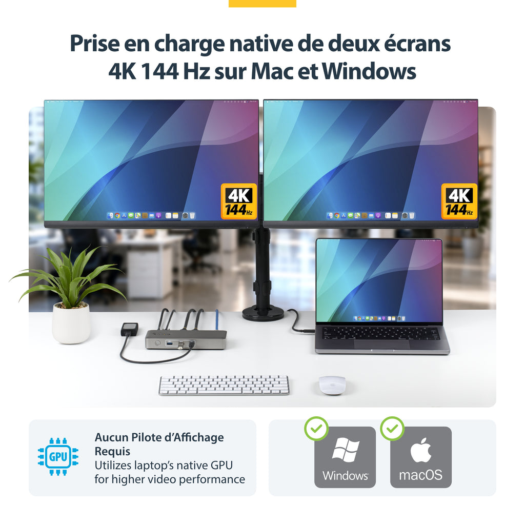 Station d'accueil USB4/Thunderbolt 4/5 - 2 écrans DP - 100W