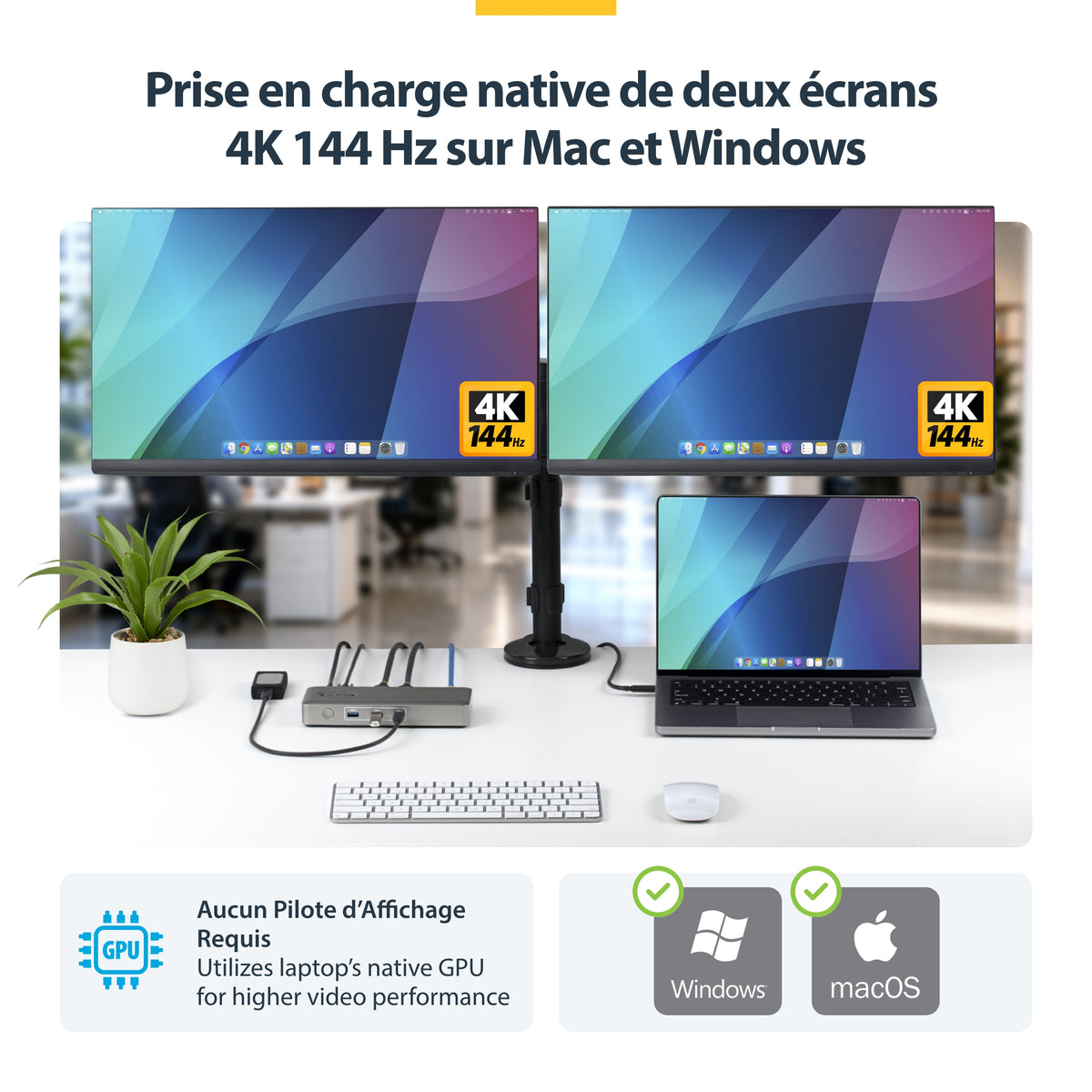 Station d'accueil USB4/Thunderbolt 4/5 - 2 écrans DP - 100W