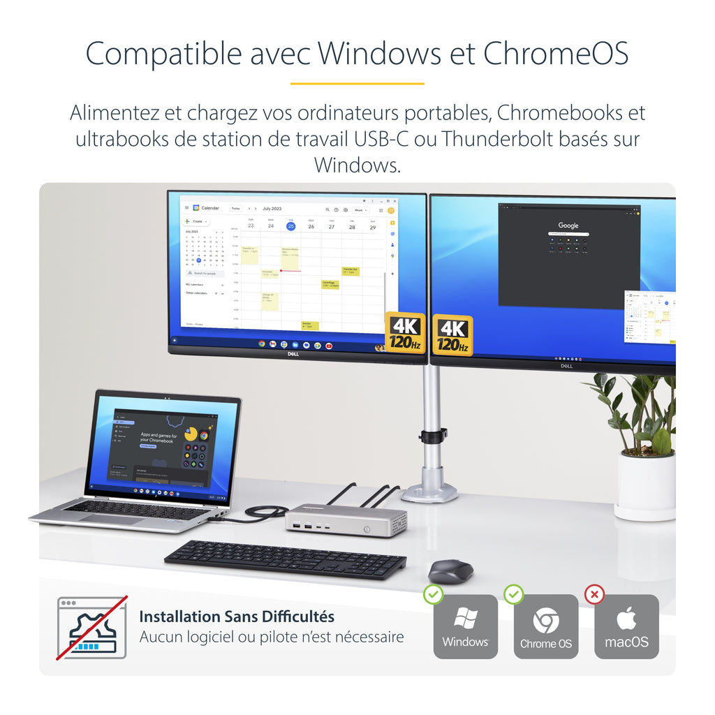 Station d'accueil USB4/Thunderbolt 4 - 2x HDMI 4K - 2.5GbE - 180W