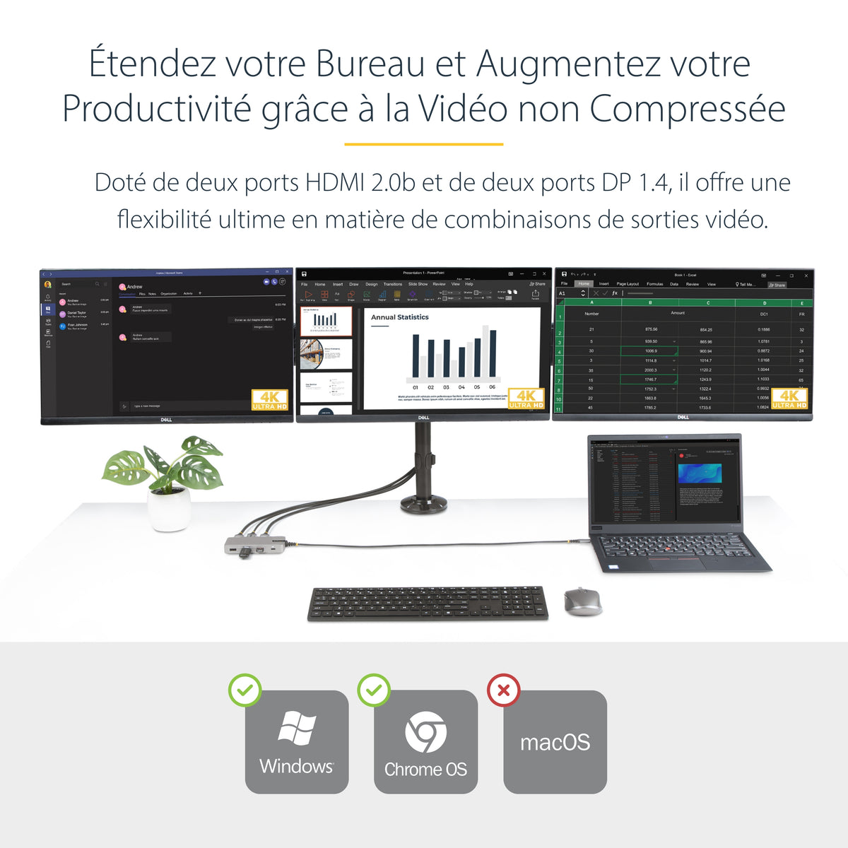 Station d'accueil USB-C 4K Thunderbolt 4 - STARTECH