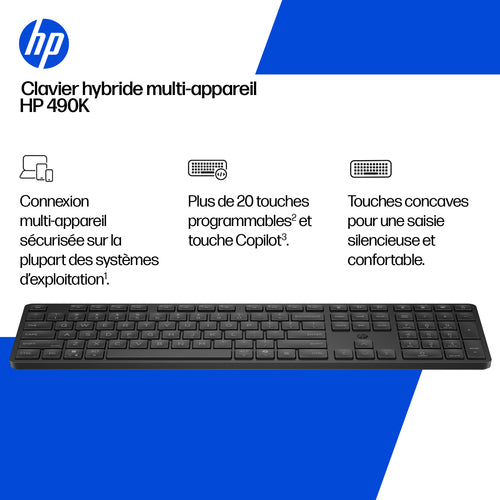 Clavier HP Dual-Mode KBD490K Bluetooth AZERTY