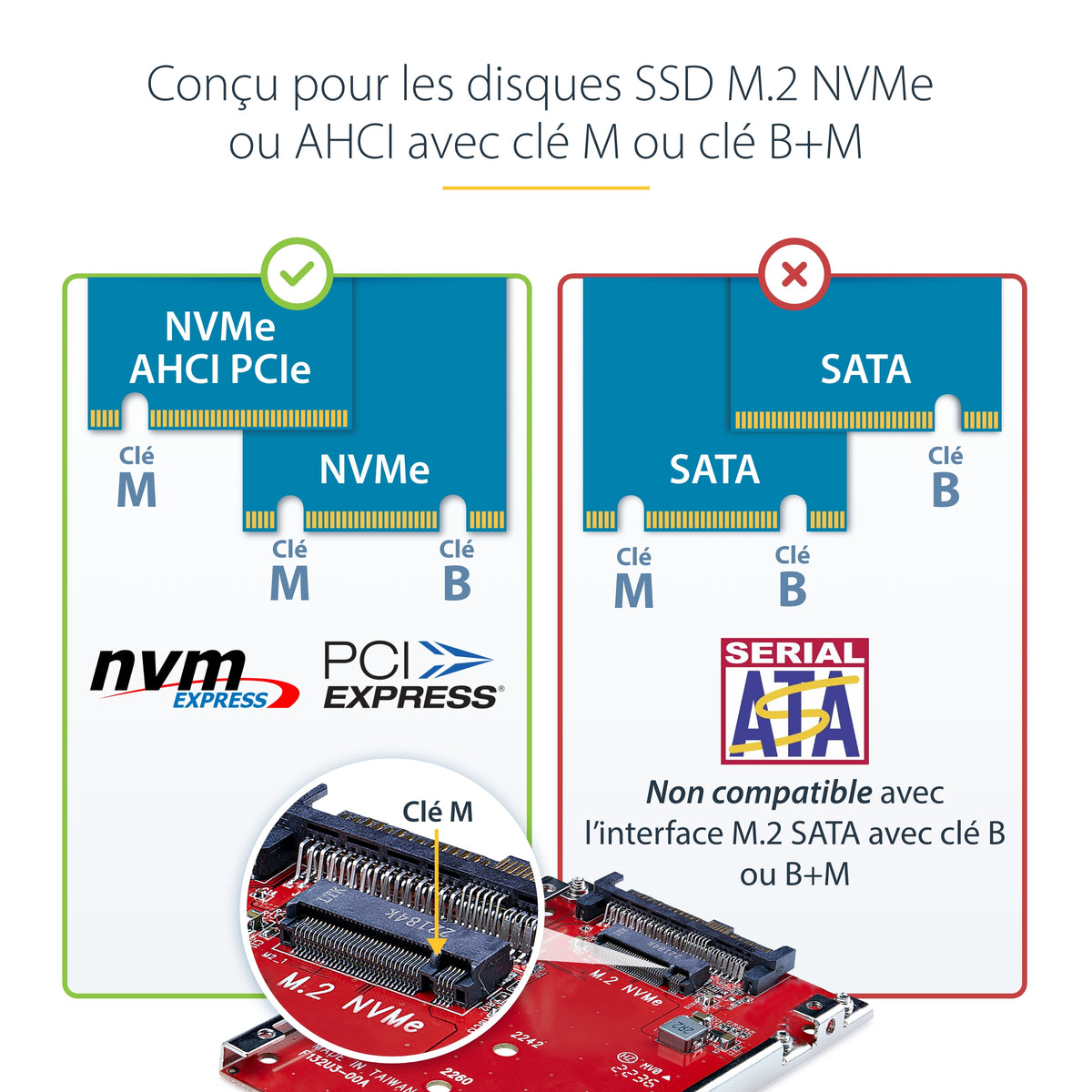 Adaptateur M.2 vers U.3 StarTech PCIe 4.0 - TAA