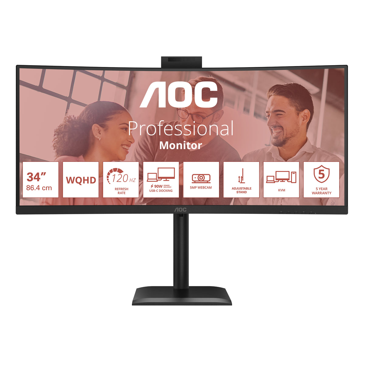 Écran incurvé AOC CU34E4CW 34" UWQHD - HDR10 - 4ms