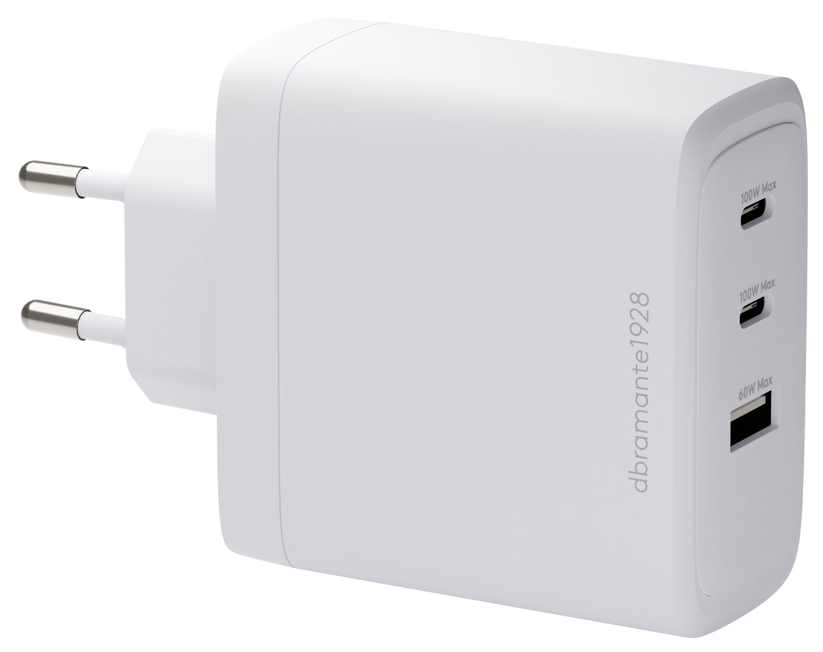Adaptateur secteur 100W 3 ports USB-C/USB blanc