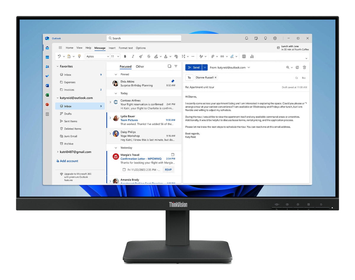 Écran LED Lenovo ThinkVision S24-4e 24" Full HD 100Hz IPS