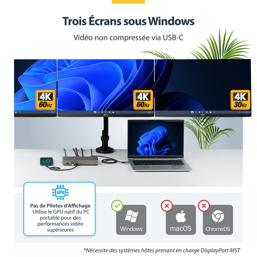 Station d'accueil USB-C 3.2 Gen 2 - 4K HDMI/DP - 1GbE - Startech