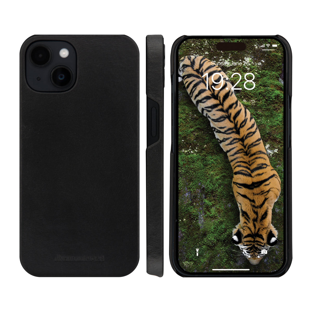 Étui iPhone cuir pleine fleur noir Lynge DBRAMANTE1928
