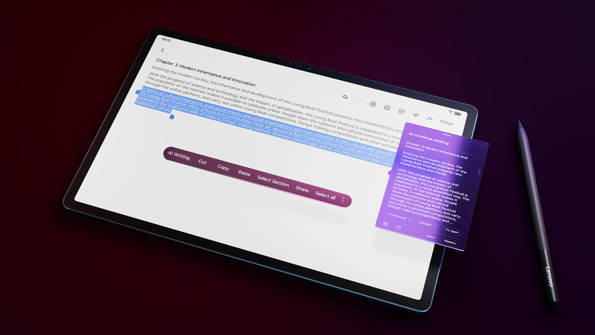 Lenovo Tablette Android 14 - 256 Go UFS - Écran 12.7"