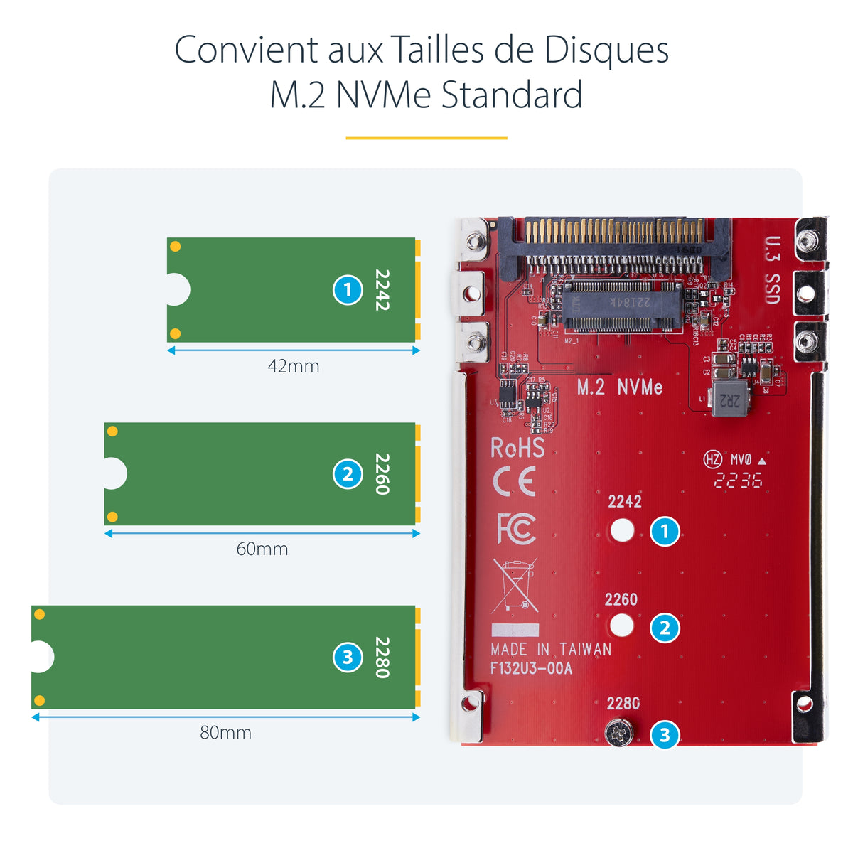 Adaptateur M.2 vers U.3 StarTech PCIe 4.0 - TAA