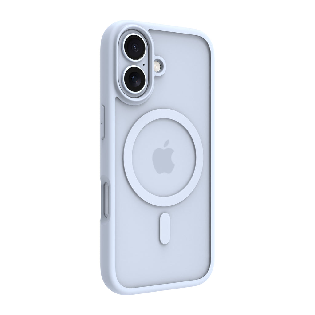 Coque iPhone 17 MagSafe bleu ciel transparent