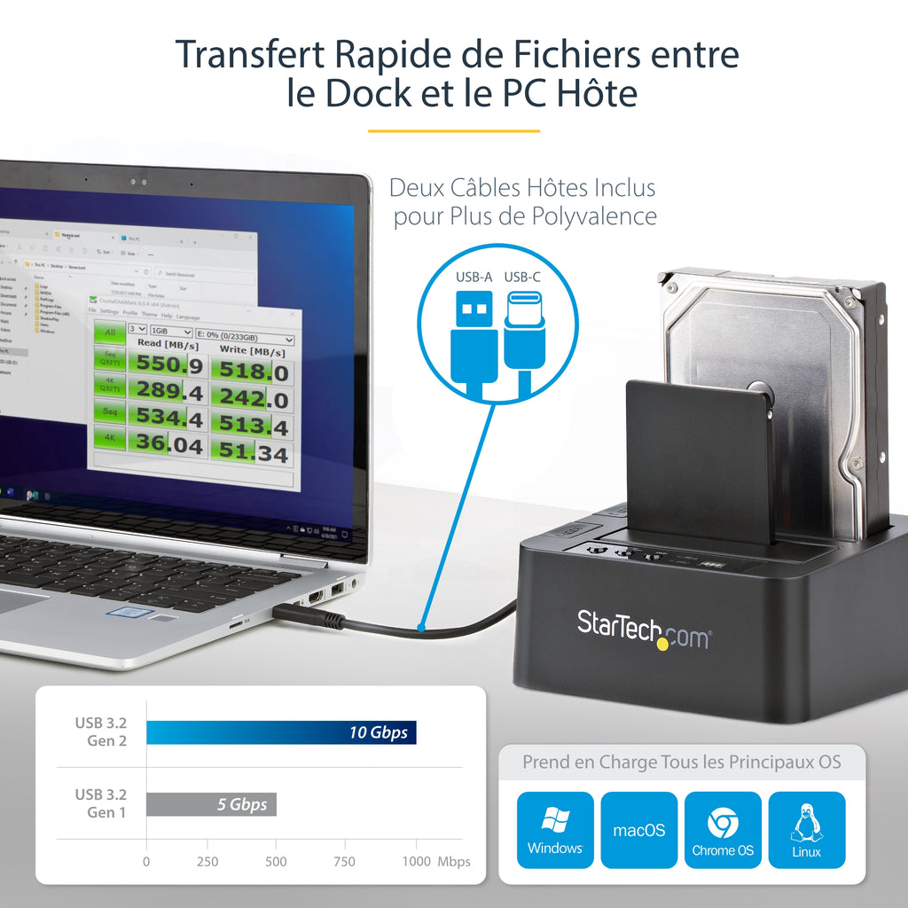 Duplicateur 2 baies SATA-300 StarTech | Clonage rapide