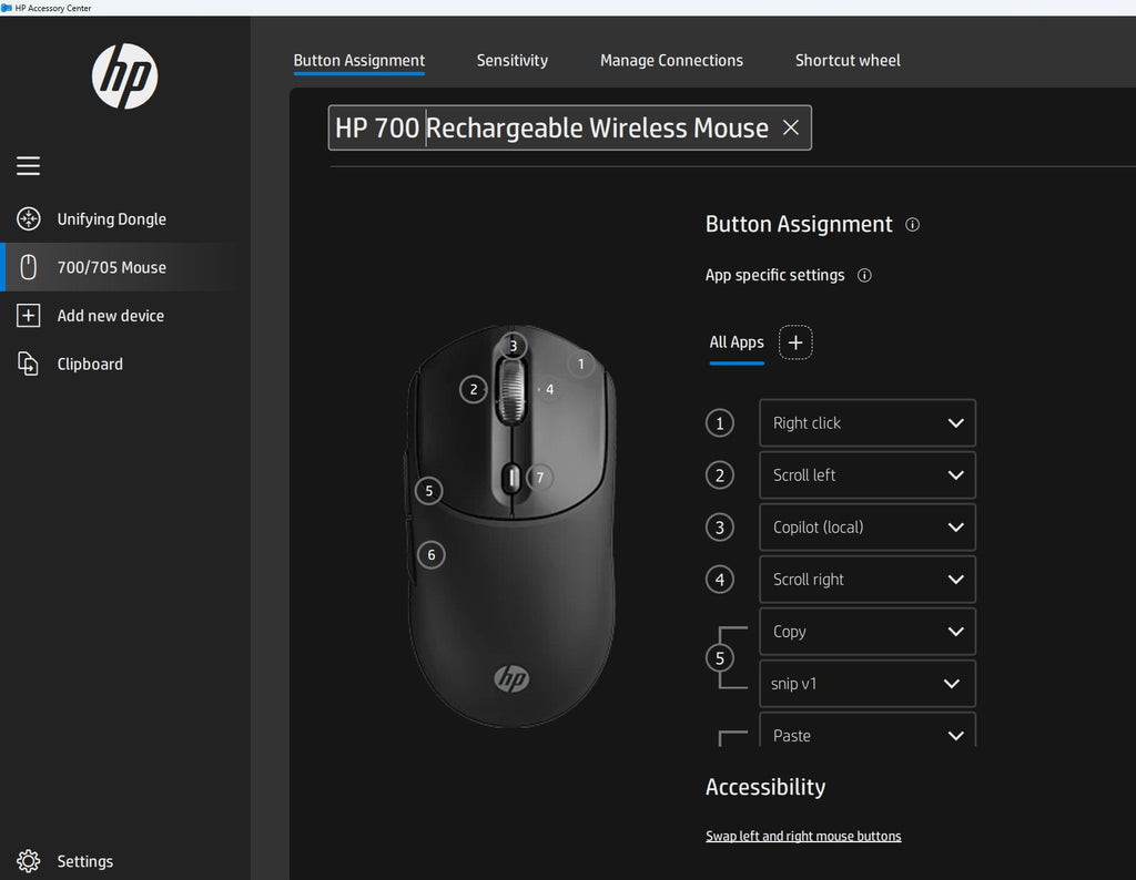 Souris sans fil HP 700 rechargeable - Fiable et ergonomique