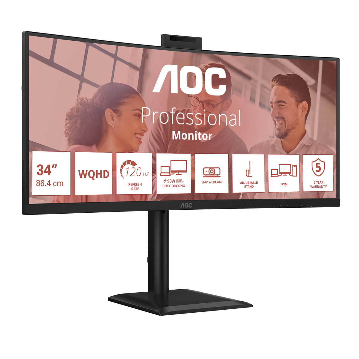 Écran incurvé AOC CU34E4CW 34" UWQHD - HDR10 - 4ms