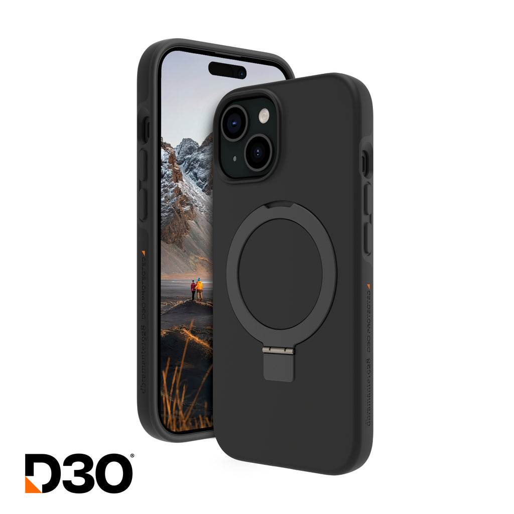 Coque iPhone 13 à 17e D3O + Béquille MagSafe Noir
