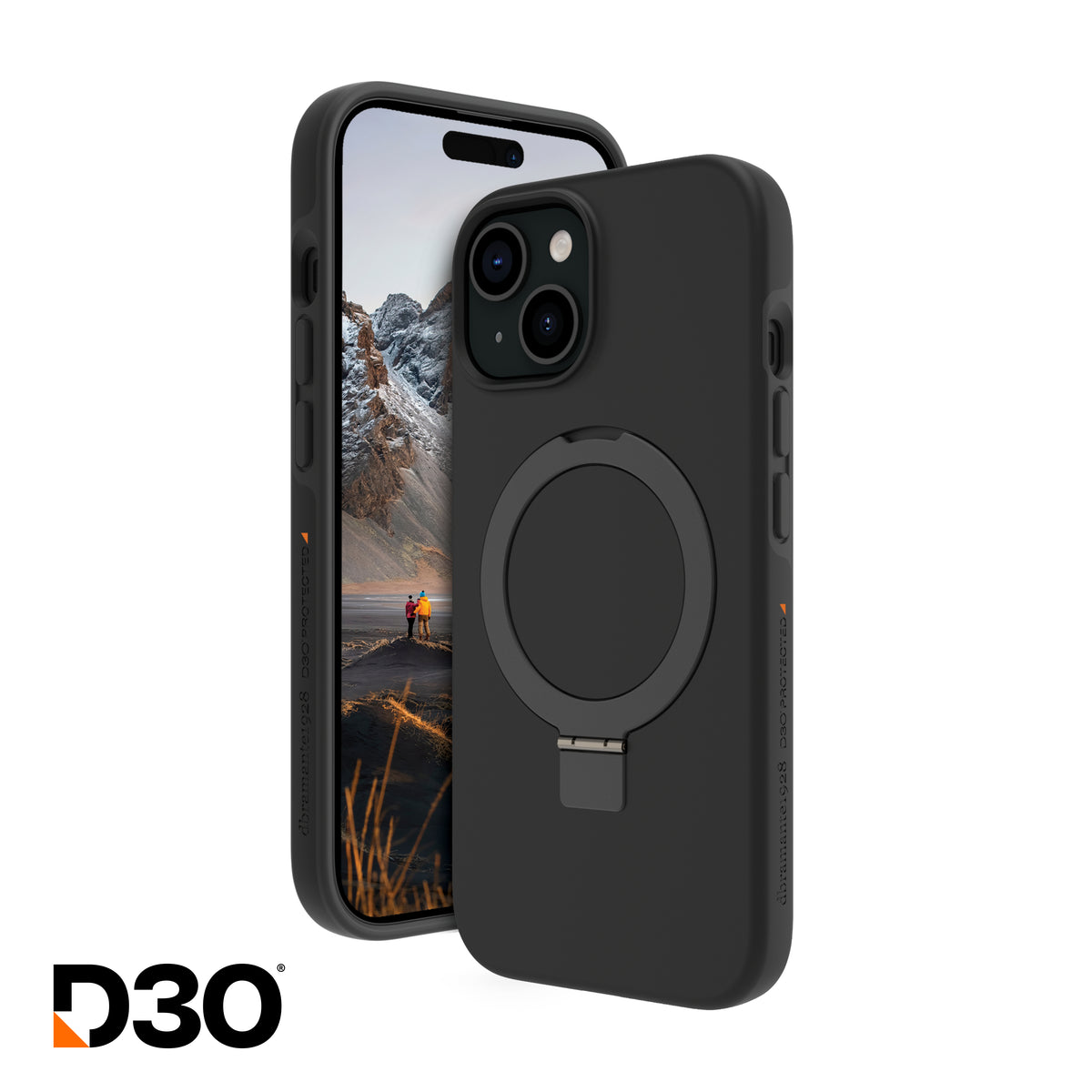 Coque iPhone 13 à 17e D3O + Béquille MagSafe Noir