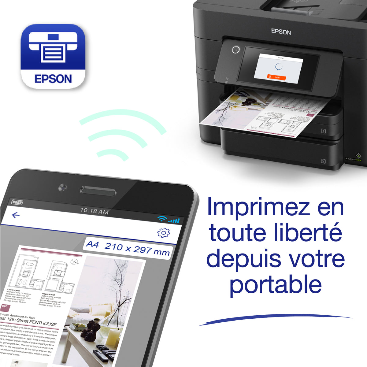 Imprimante Epson WF-4830DTWF - Multifonctions couleur 25 ppm