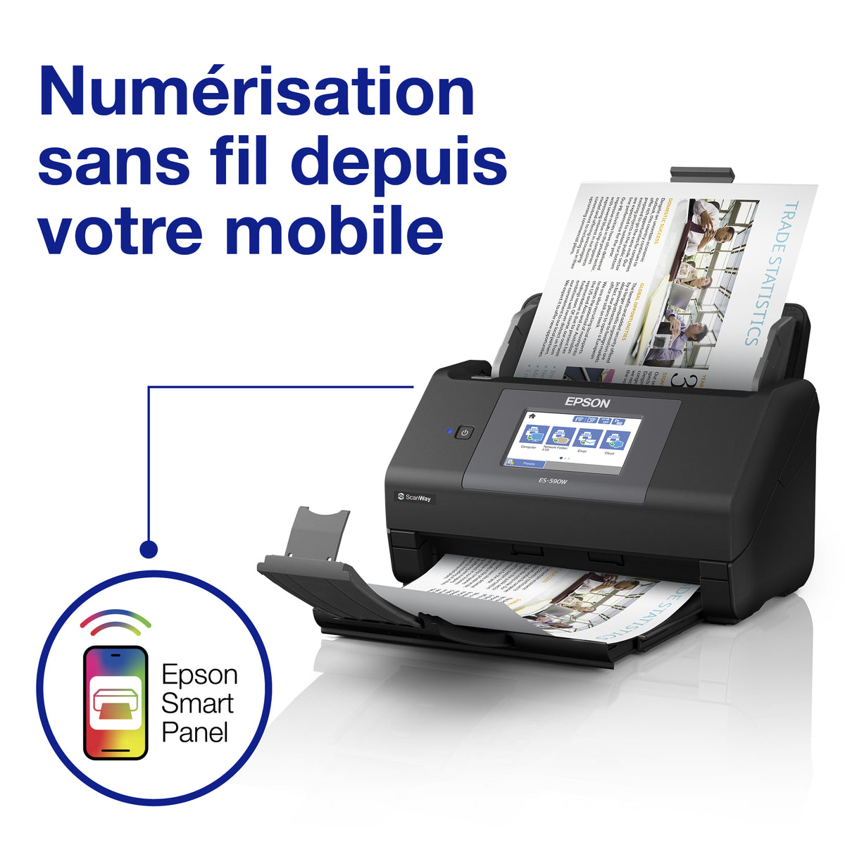 Scanner Epson WorkForce ES-590W - 45 ppm - Wi-Fi - 600 dpi