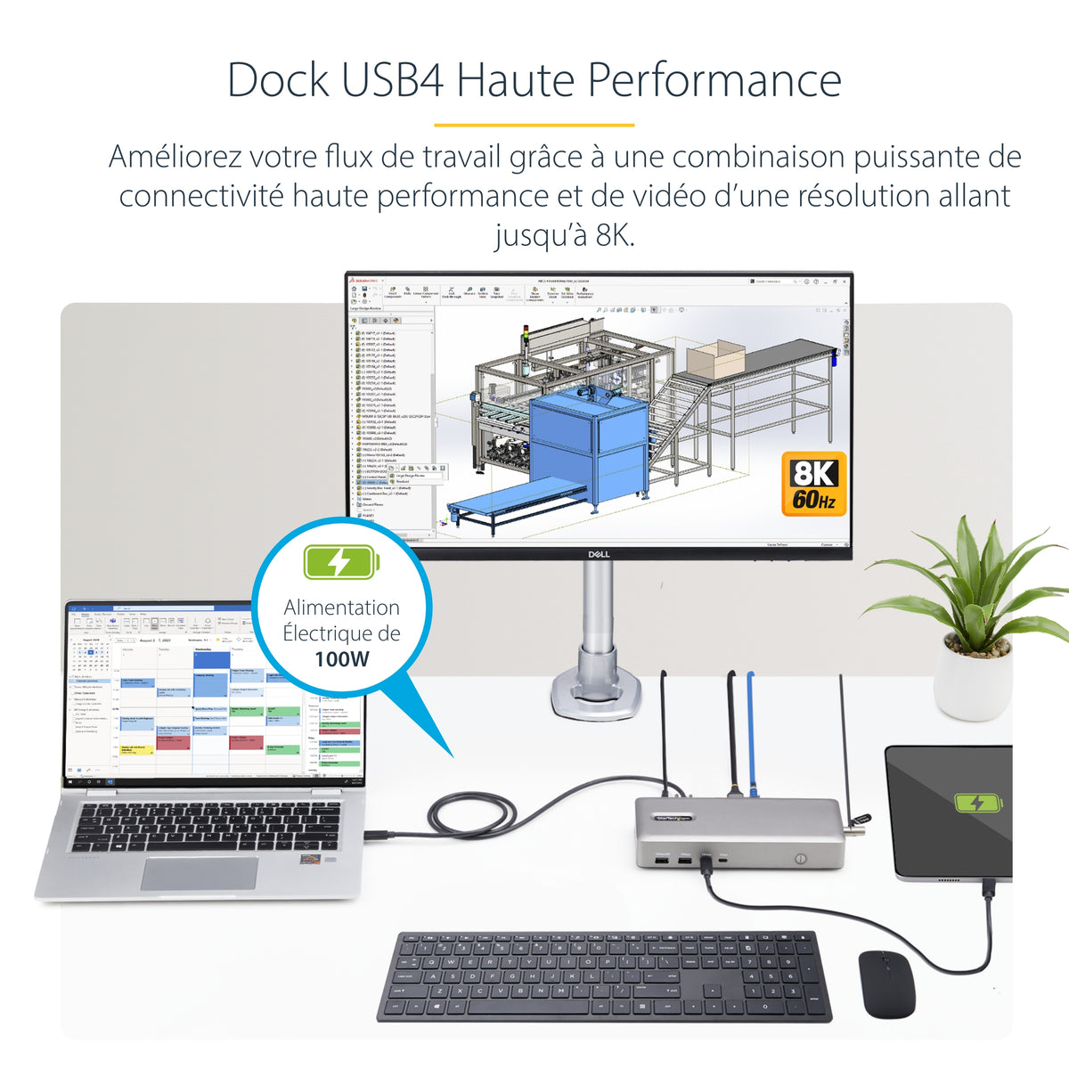 Station d'accueil USB4/Thunderbolt 4 - 2x HDMI 4K - 2.5GbE - 180W
