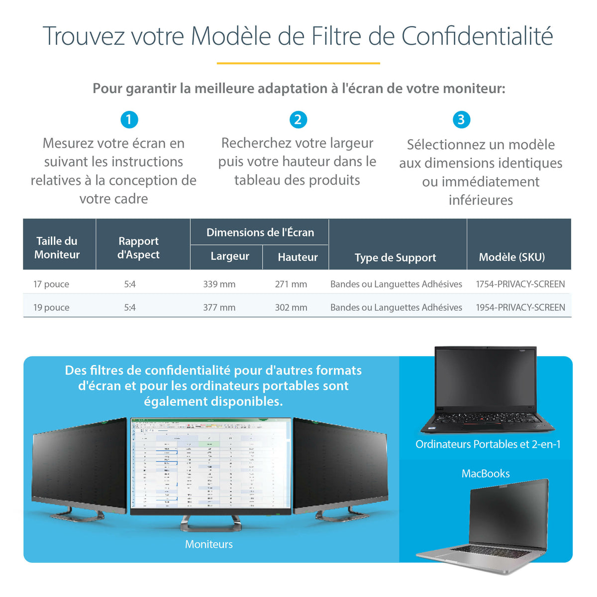Filtre confidentialité 17" STARTECH anti-reflets | Anti-glare