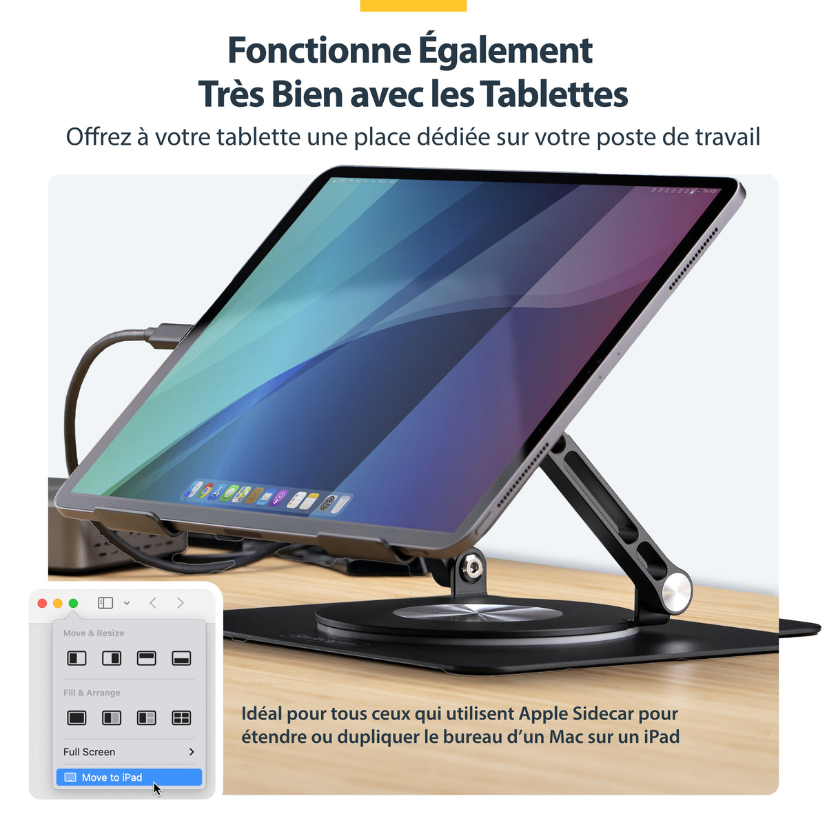 Support PC portable 360° argent StarTech - Bureau ergonomique