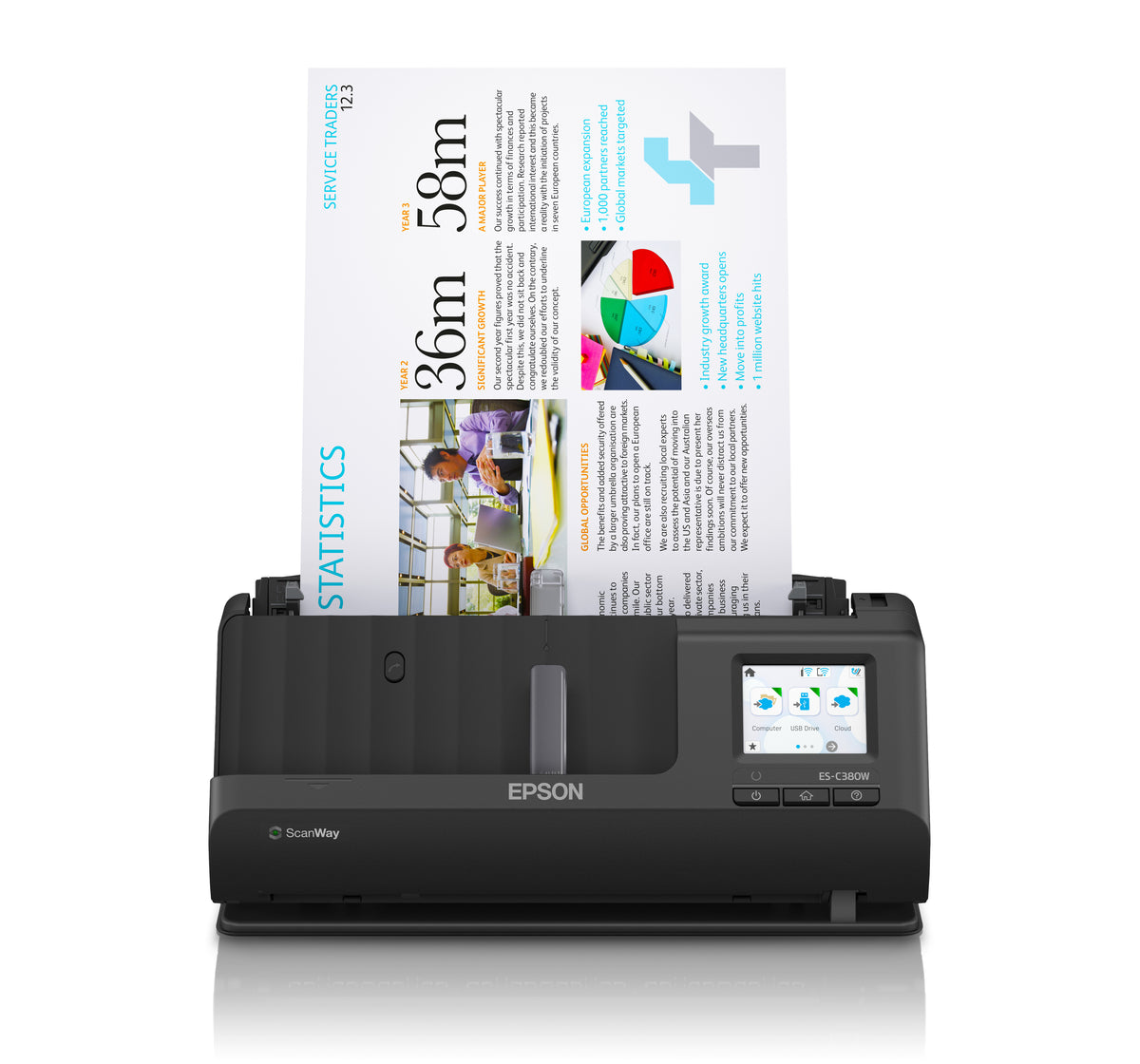 Scanner Epson ES-C380W - Recto-verso A4/Legal 600 dpi