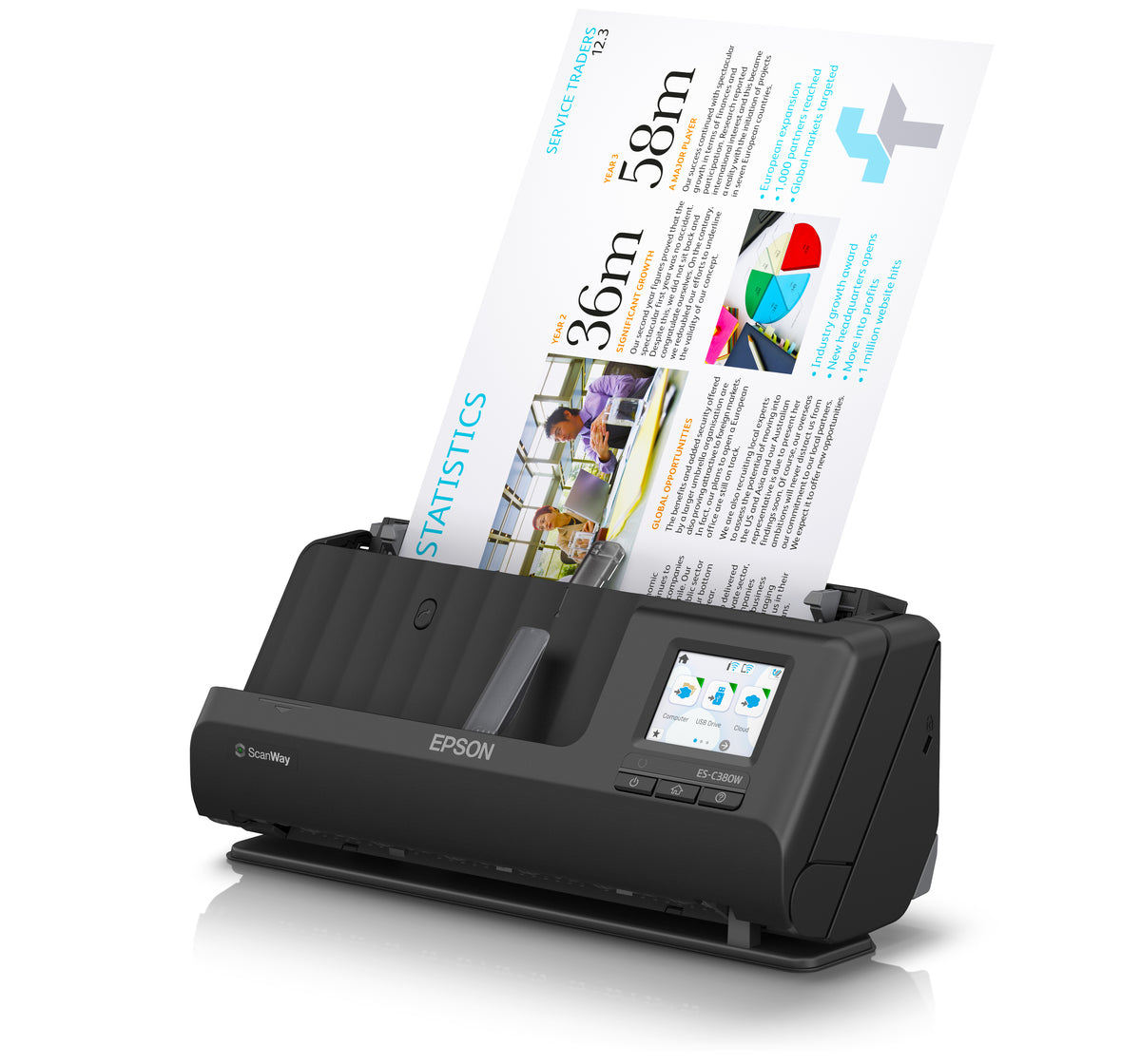 Scanner Epson ES-C380W - Recto-verso A4/Legal 600 dpi