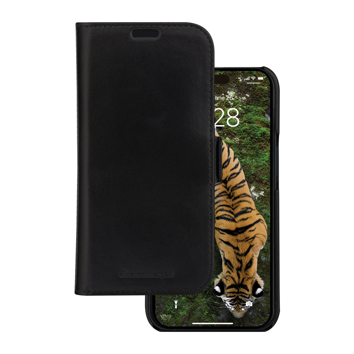 Étui iPhone cuir pleine fleur noir Lynge DBRAMANTE1928
