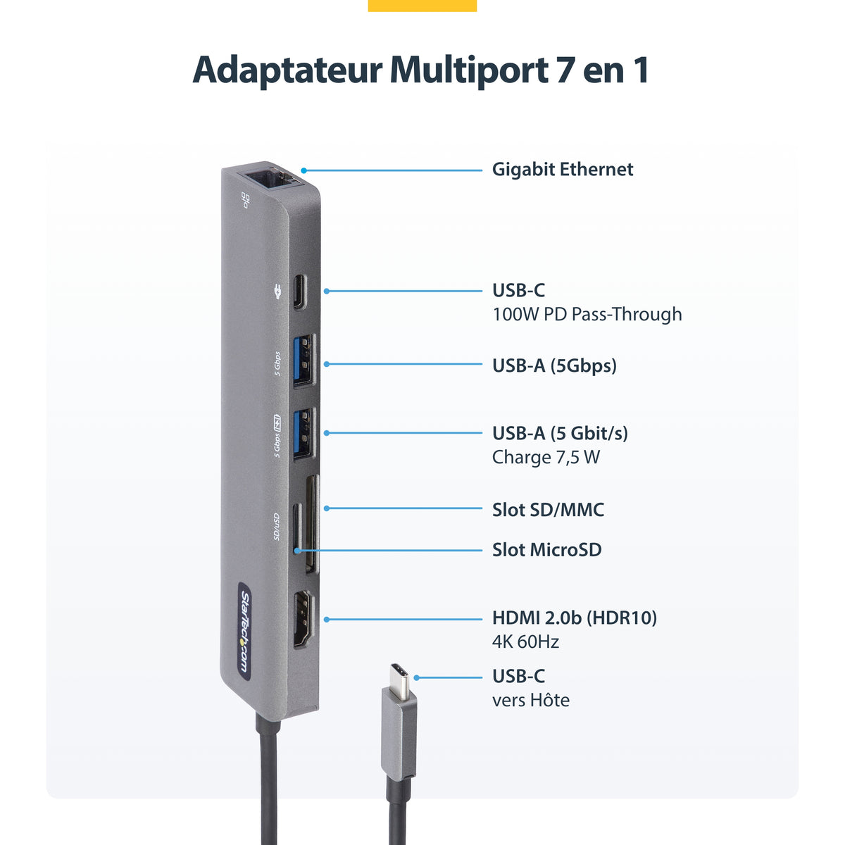 Dock USB-C 4K 60Hz 100W | Hub StarTech DKT30CHSDPD