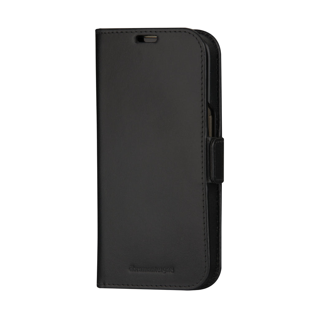 Étui iPhone cuir pleine fleur noir Lynge DBRAMANTE1928