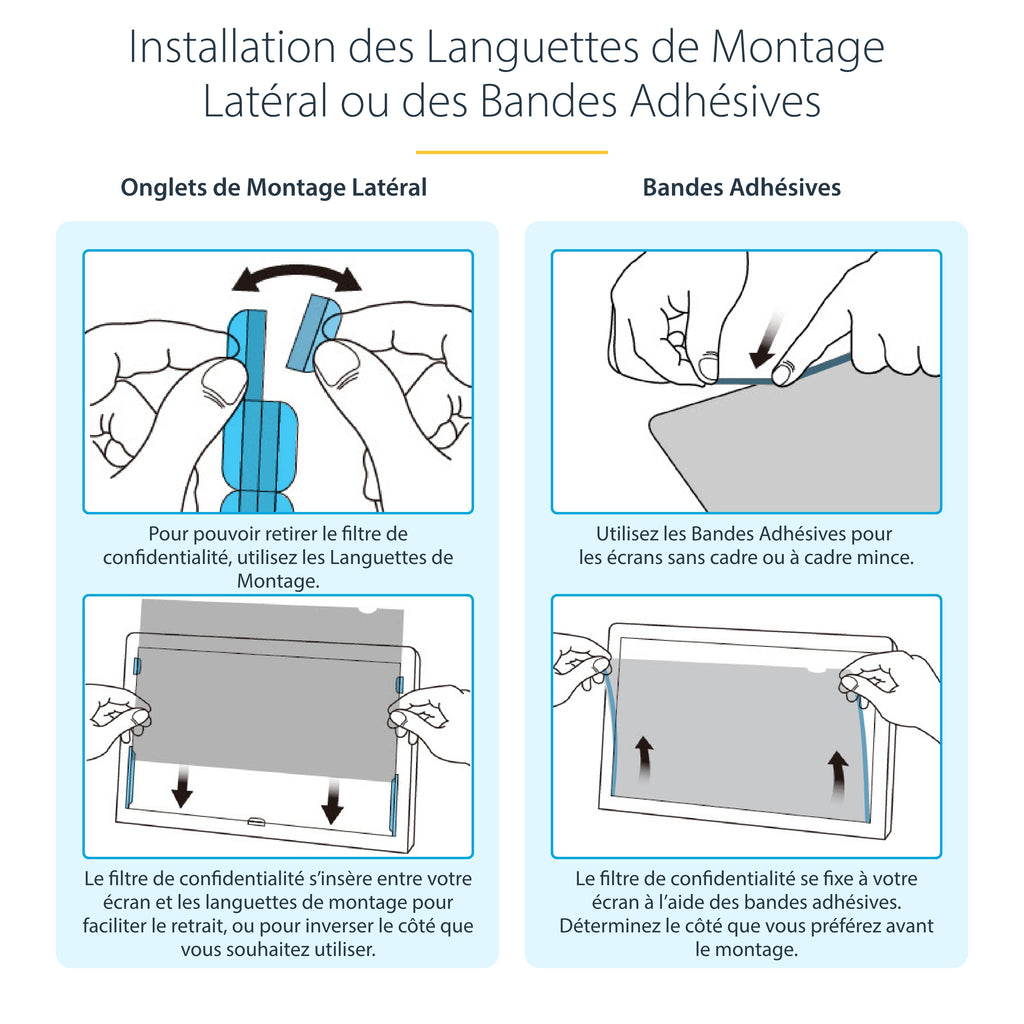 Filtre anti-indiscrétion 24" noir-or StarTech - Confidentialité garantie