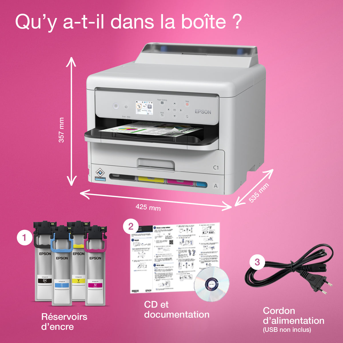 Imprimante Epson couleur A4 recto verso WiFi Ethernet USB