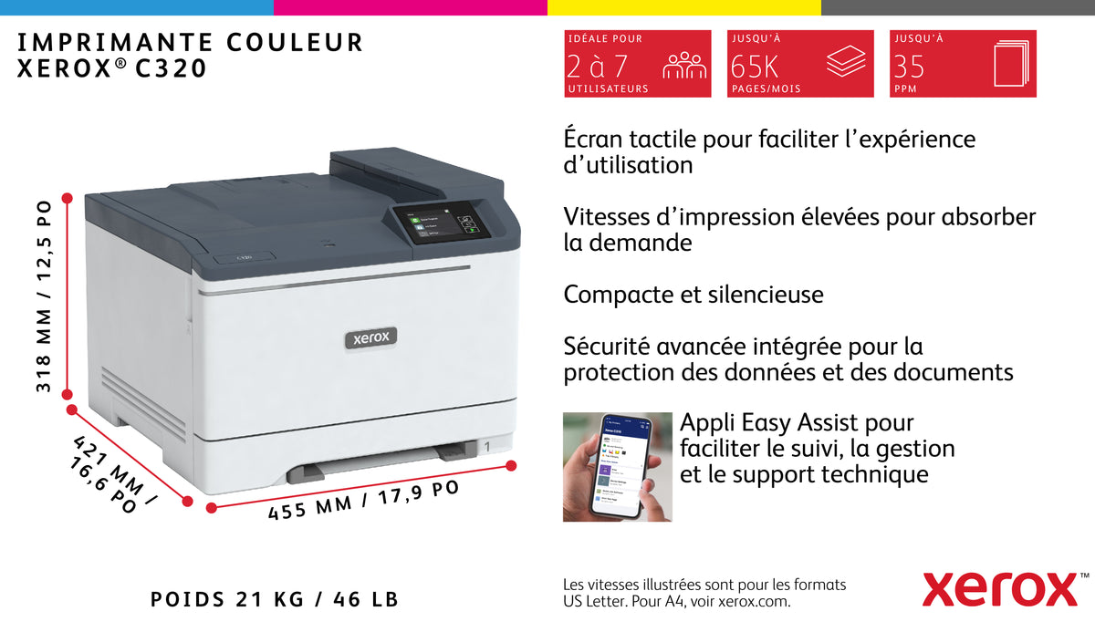 Imprimante Xerox C320V_DNI couleur laser A4/Legal Wi-Fi