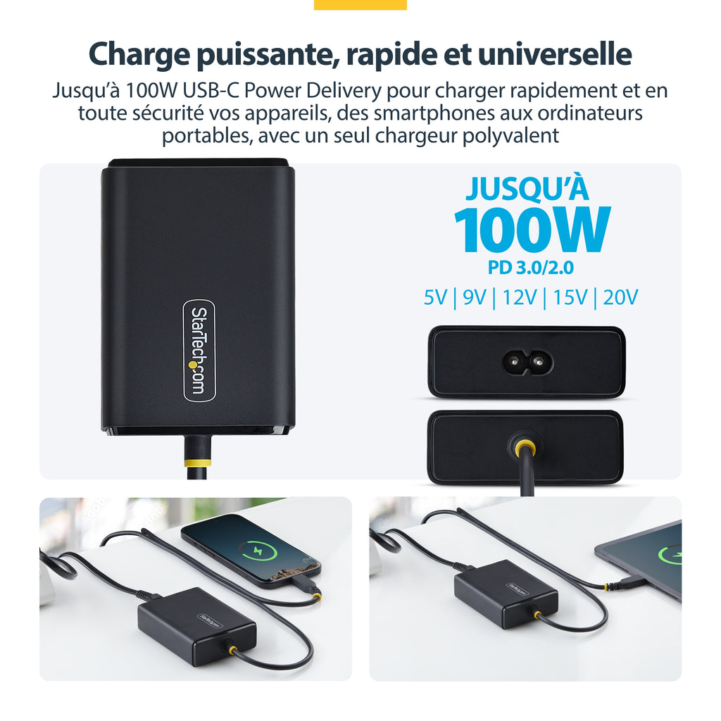 Adaptateur USB-C 100W Startech PD3.0 - Charge rapide
