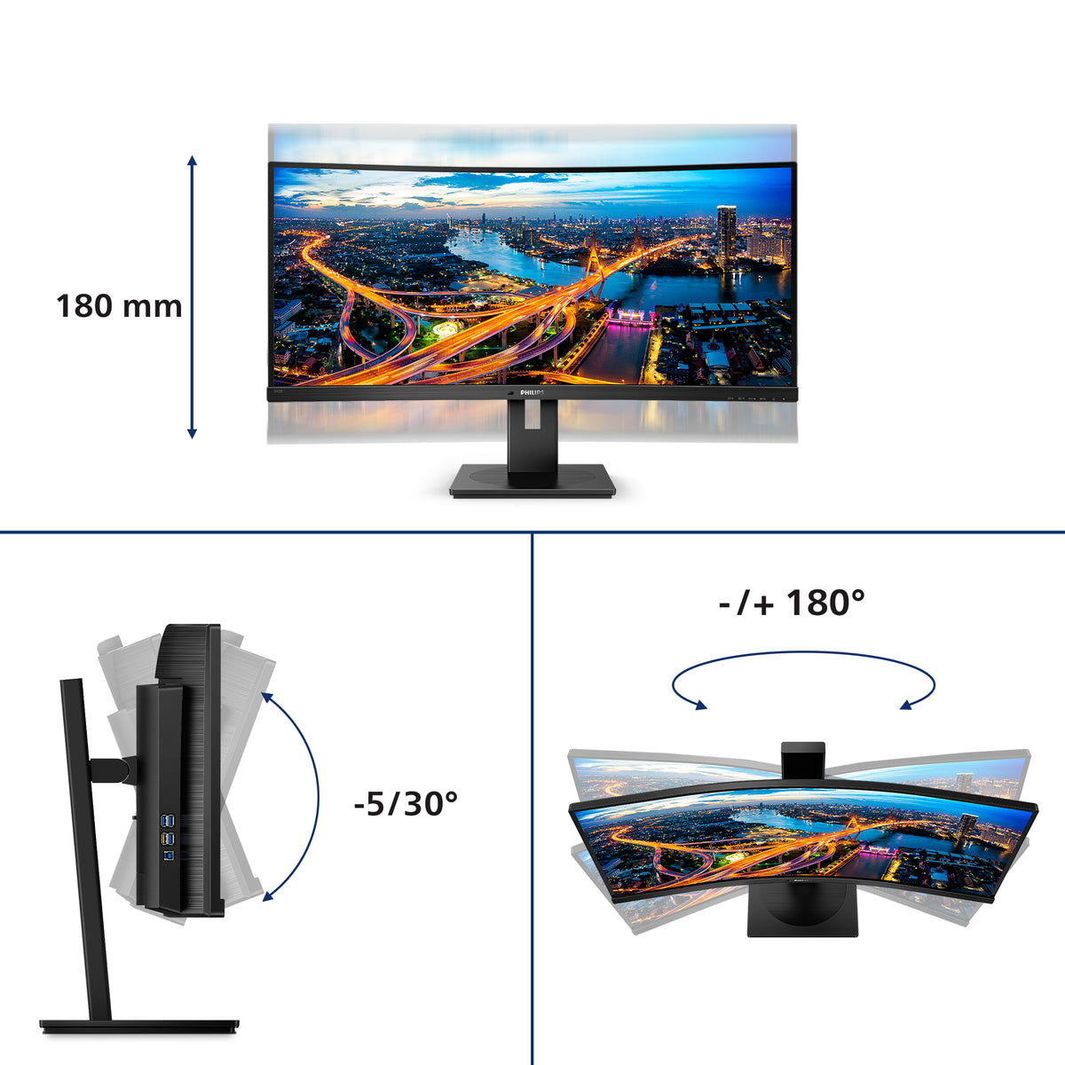 Philips 345B1C Écran LED Incurvé 34" WQHD 100Hz