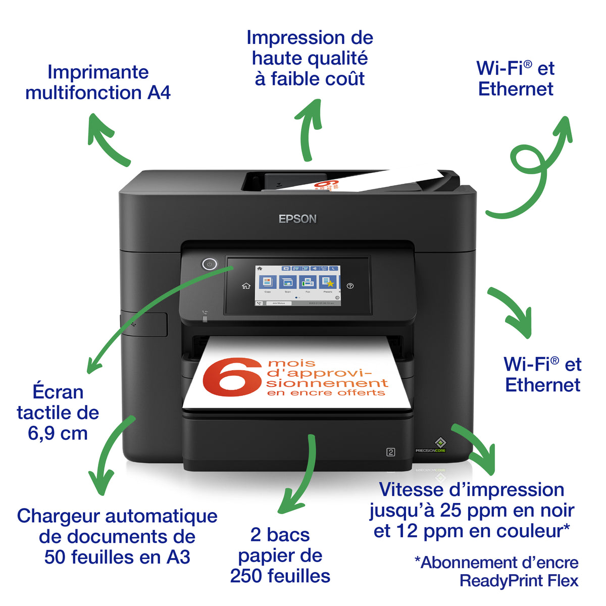 Imprimante Epson WF-4830DTWF - Multifonctions couleur 25 ppm